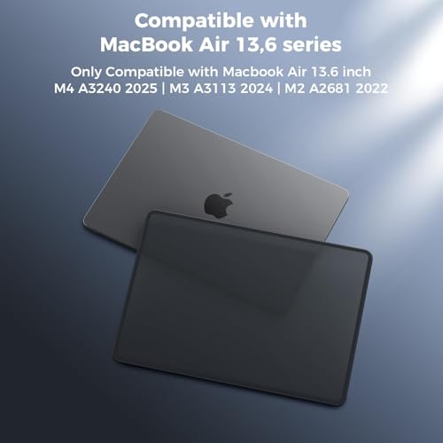 Image of BlueSwan Hard Shell Case Compatible for Apple MacBook Air 13 inch M5 2026 2025 2024 2022 M4 M3 M2, A3449 A3240 A3113 A2681, 13.6 Matte TPU Frame Anti-Fingerprint Laptop Protective Cover, Frosted Black