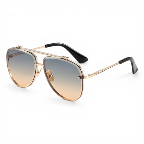 Image of ELEGANTE UV Protected Driving Vintage Pilot Gradient Metal Body Aviator Sunglasses for Men and Women