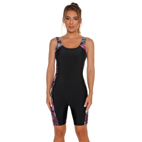 Odizli Badeanzug Damen mit Bein Sport Ärmellos Push Up Bauchweg...