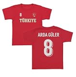 Turkiye Arda Guler 8 Soccer Inspired Jersey Style Toddler T-Shirt (Red, 5T)