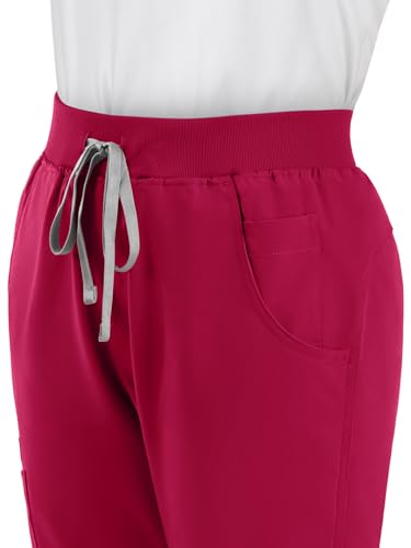 Image of Scrub Pants for Women - Straight Leg Medical Scrub Pants with 6 Pockets - Drawstring Soft Stretch Women Scrub Pant