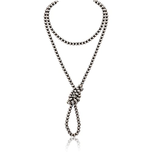 Navajo Pearl Necklace Long Western Jewelry for Women Vintage Beaded Pearl Necklaces