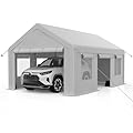 Carport 13x20ft Portable Upgraded Garage?Heavy Duty Carport with 4 Roll-up Doors & 4 Ventilated Windows, UV Resistant All-Season Waterproof Tarp, Reinforced Steel Poles, for Car, Truck, Boat