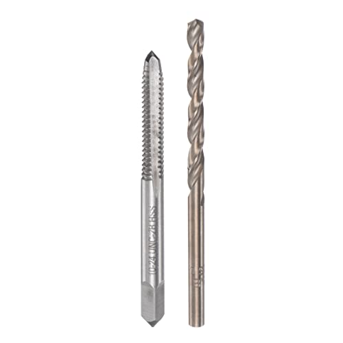 sourcing map Tap & Bit Sets, 10#-24 UNC 2B Straight Flute Machine Thread Milling Tap, 3.8mm M35 Cobalt High Speed Steel (HSS-CO) Twist Drill Bit