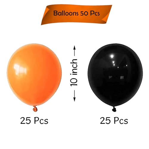 Image of Party Propz Latex,Cardstock Halloween Balloons-Pack Of 50|Black&Orange Balloons For Halloween Decorations|Halloween Decorations Balloons|Halloween Party Balloons|Halloween Theme Balloons