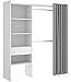 Armoire dressing extensible avec rideau + 1 tiroir coloris blanc - Longueur 110-160 x Hauteur 205 x Profondeur 50 cm -PEGANE-