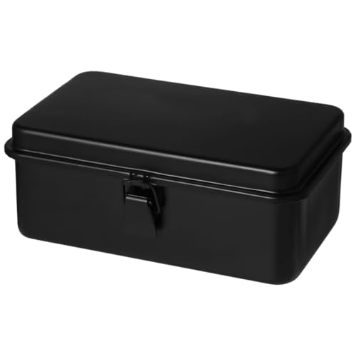 Image of Steel Storage Box with Hinged Lid, Metal Container for Scrapbook Stamps, Rectangular Empty Hinged Tool Box, Metal Storage Organizer for Pegs, Pens, Stationary (7.9 X 5 X 3 Inch)