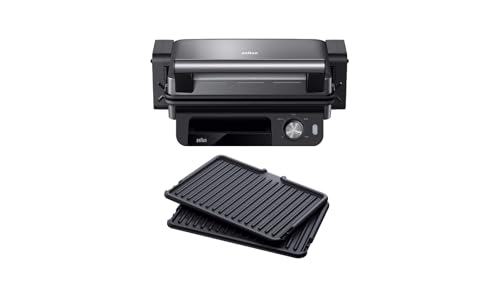 Braun MultiGrill 5 CG 5033, Plaque Electrique à Controle Electronique avec Plateau Collecteur de Graisse Amovible, 3 Positions de Cuisson, Plaques Amovibles et Lavables...