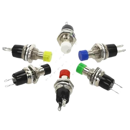 6pcs PBS-110 7MM Momentary Pushbutton Switch Press the reset switch On Off Push Button Switchs Normally closed NC or NO(Each Color,Press to power off)