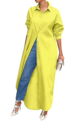 Image of Choichic Shirt Dresses for Women Casual Long Sleeve Cotton Button Down Maxi Dresses
