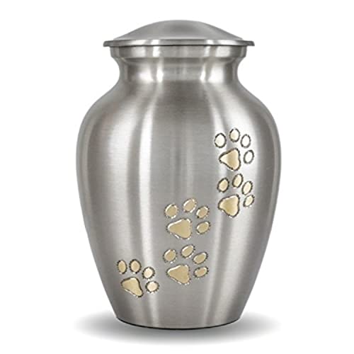 Best Friend Services Pet Urn - Ottillie Paws Legacy Memorial Pet Cremation Urns For Dogs And Cats Ashes Hand Carved Brass Memory Keepsake Urn (Pewter, Vertical, Brass, X-Large) #TOP25
