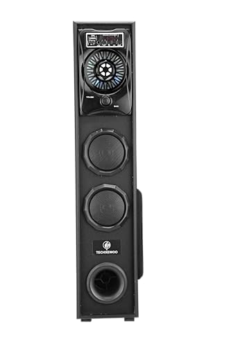 TECHXEWOO PS-511 Dj Mini-80W 5.25 Inch Single Bluetooth Home Theater Party Subwoofer Floor Standing Speaker 3 Inch Dual Satellites with Extreme Bass Mic Slot Aux USB Fm & Remote Control Black view 2