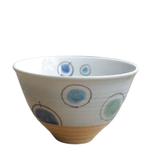 Amazon | 和食器 カラフルカラー風船水玉ドット ご飯茶碗 大 ブルー青