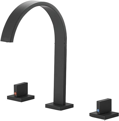 Robinet de lavabo cascade noir mitigeur 3 trous eau chaude et froide moderne