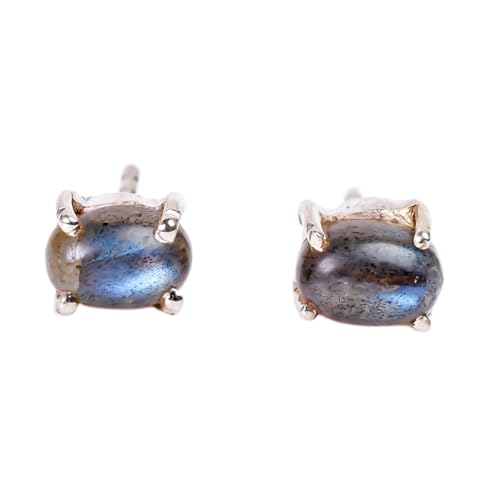 Puces d'oreilles labradorite et argent, le cadeau idéal pour femme