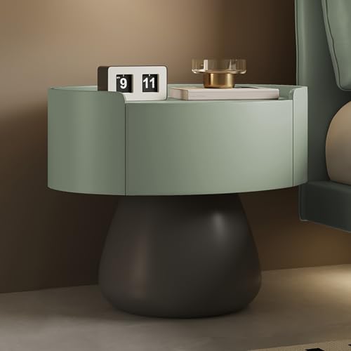 STCERY Mesita De Noche, Moderna Mesa Auxiliar para Dormitorio con Almacenamiento, Marco De Madera Maciza, Cajón con Tirador, para Dormitorio, Oficina Pequeña(Green)