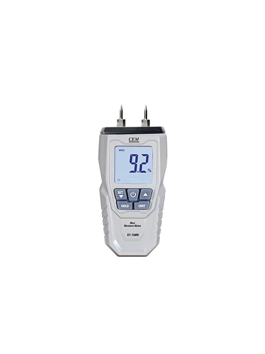 6-in-1 CEM Moisture Meter for Wood, Cardboard, Paper, Plaster, Building Material, Concrete & Mortar DT-73MR with Backlit LCD Display, Auto Power-Off, Data Hold