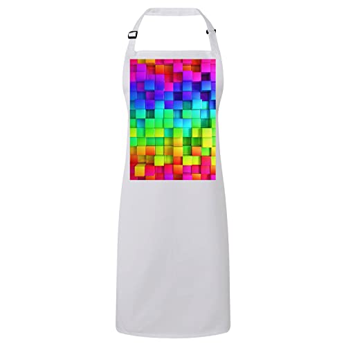 Tablier cuisine blanc vêtement protégé blocs coloré arc en ciel