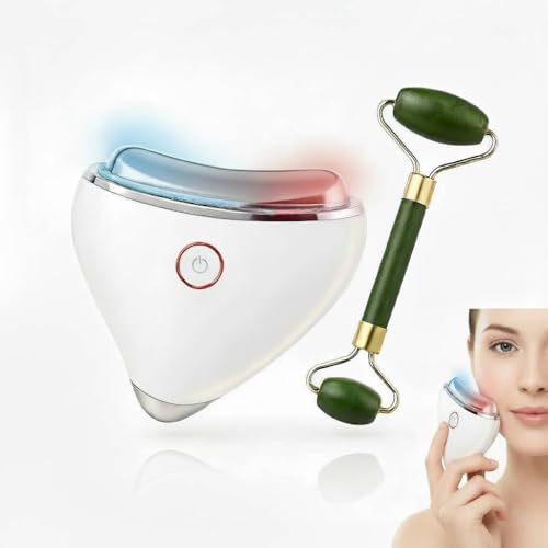 Masajeador Facial Eléctrico 4 en 1 Bonelup, con Roller de Jade incluido. Microcorriente, Radiofrecuencia, Luz Led 4 Colores, Calor, Vibración, Lifting, Guasha, Anti edad, Reafirma y Rejuvenece.
