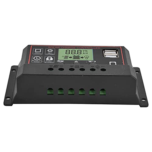 PWM Solarladeregler, 12V/24V 10A/20A/30A Dual USB Port Intelligenter Solarpanel-Laderegler Regler(20A)