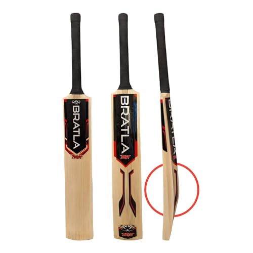 Bratla Beast Hard Tennis Cricket Bat Kashmir Willow Soft Tapeball Heavy - Adult Size, Lightweight Wooden Tapeball Bat