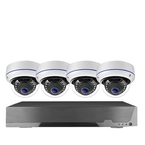 Cámaras de Vigilancia, 8CH 4K 8MP Domo Interior Videovigilancia Conjunto Registro de Audio PoE NVR Kit Sistema CCTV Cámaras IP de Seguridad a Prueba de vandalismo(8CH NVR 4Camera)