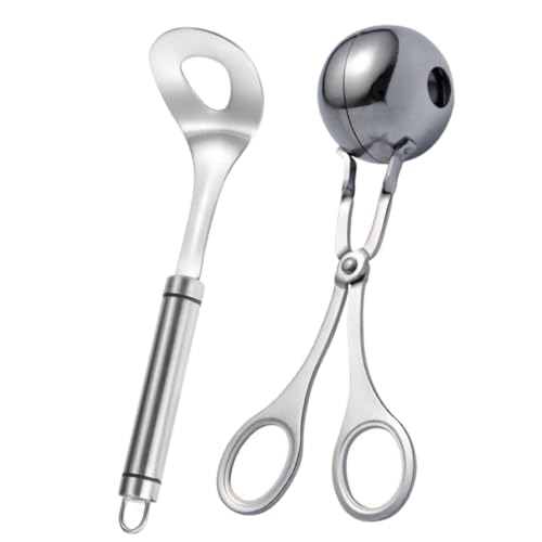 SOLUSTRE Titular De Albóndigas Fabricante Redondo Cuchara Para Hacer Creador De Albóndigas Chaquetas Cucharadas De Albóndigas Abrazadera De Albóndigas Silver Acero Inoxidable Reutilizable