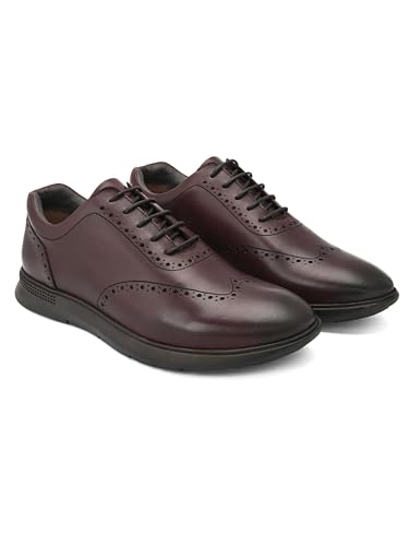 Image of San Frissco Mens Formal Shoes Textured Lace Up Brogues /Soft Cushioned Footbed with TPR Sole /Stylish, Comfortable, Trendy, Party, Outdoor Shoes for Office & College