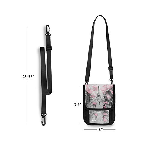ALAZA Art Paris Eiffel Tower Small Crossbody Wallet Purse Pink Cherry Blossom France Cell Phone Bag Rfid Passport Holder with Credit Card Slots4