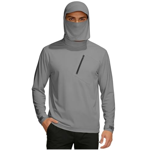 Contre les coups de soleil ce sweat protection solaire homme UPF 50+ avec masque protège en rando
