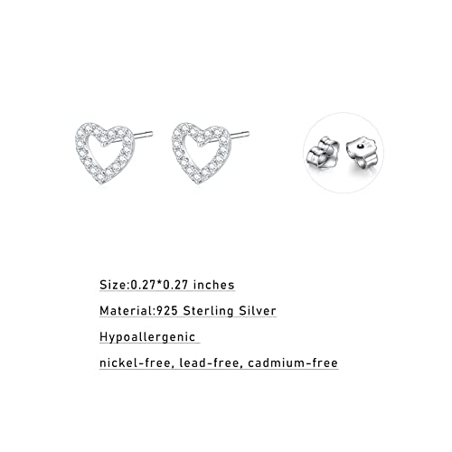 Sterling Silver Heart Stud Earring, Small Love Heart Stud Earrings, Hypoallergenic Dainty Stud Earrings For Women Girls #TOP3