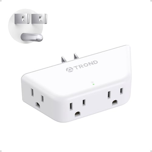 TROND Outlet Extender Surge Protector - Multi Plug Wall Outlet with 4 Grounded Sockets, 3 Way Angled Plug Adapter, 900J, Electrical Wall Splitter for Home Office Travel Dorm Room, White