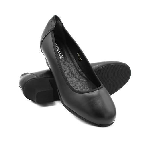 Zapatos de piel cómodos para mujer con tacón de 4,5 cm ligeros y elegantes