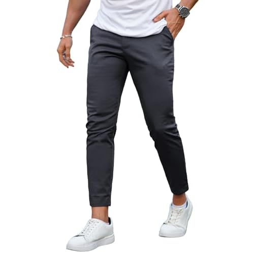 GINGTTO Mens Skinny Pants Tapered Leg Stretch Slim Fit Dress Pants for Men