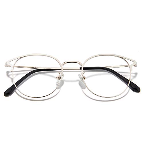 Image of Cyxus Blue Light Blocking Glasses Round Metal Frame Computer Glasses | Blue light blocking glasses featuring round metal frame, comfortable fit and versatile use for work, study and entertainment
