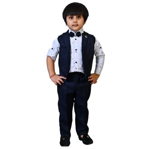 Image of Kids Ethnic Suit Set I 3 Piece Party Suit for Boys | Kids Suit Set Shirt, Pant & Waistcoat I Birthday Boys Party Dress