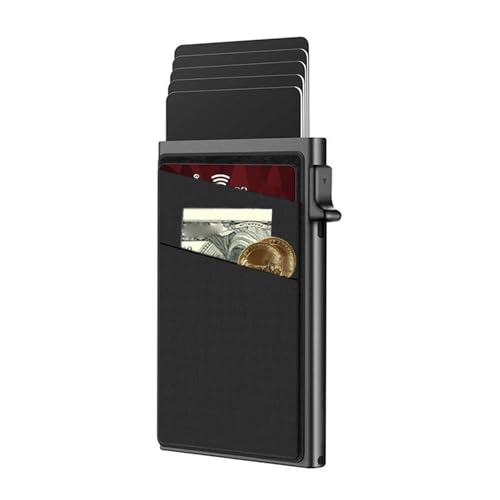 Slim Card Holder Wallet for Men, Aluminum Alloy Card Holder RFID Blocking Thin Money Clip Side Push Slim Minimalist Wallet Case Secure Protection (One Size)