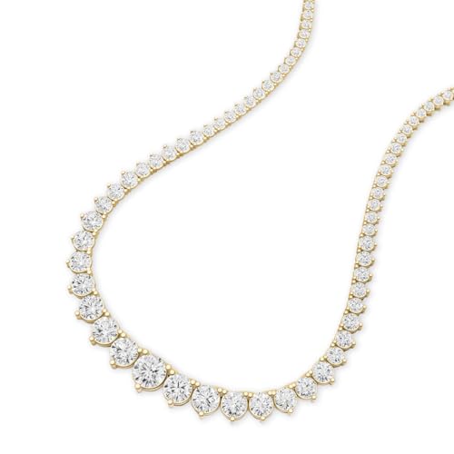 TimeLess Classics Tennis Graduated Lab Grown Diamond Necklace for Women in 14K White and Yellow Gold From 7-25 CTTW