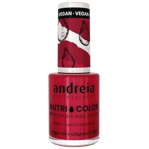 Andreia Professional NutriColor Atmungsaktiver Nagellack - Veganer und Tierversuchsfreier - Nagelkunst Nagellack mit langanhaltendem Glanz-Finish - Farbe NC32 Bordeaux - 10.5ml