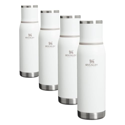 Image of Stanley Adventure-To-Go Vacuum Bottle 25 oz, Wide Mouth with Leakproof Cup Lid, Frost White (Pack of 4)