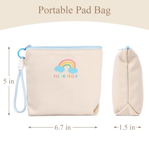 Image of Canvas Period Pouch Soft First Period Kit Bag Small Discreet Menstrual Cup Pad Pouch Cute Sanitary Napkin Storage Bag Tampon Holder Multi-purpose Feminine Bag Geen