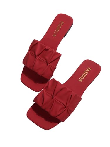 Image of GORGLITTER Women's Summer Cute Flat Sandals Dress Slide Sandals Square Toe Wedding Shoes Vacation Trendy Sandals 2026