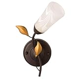  DeMarkt 242025601 Wandleuchte Florentiner Landhausstil Schwarz Gold Metall Braun Glasschirm Blumen 1 Flammig E14 x 60W 230V