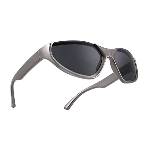 FEISEDY Y2K Futuristic Wrap Around Fashion Sunglasses Trendy Men Women Shades B4116
