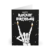 Pretty Attitude Carte d'anniversaire gothique avec tête de mort – Carte d'anniversaire squelette Happy Birthday – Carte de vœux rock pour les fans de Heavy Metal – Carte d'anniversaire alternative