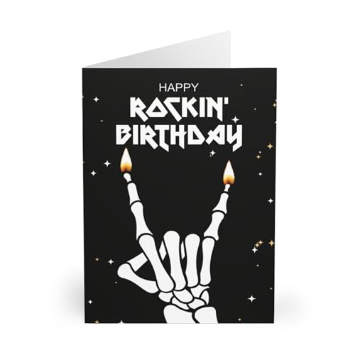 Pretty Attitude Gothic Geburtstagskarte mit Totenkopf – Skelett Happy Birthday Karte – Rockige Grußkarte für Heavy Metal Fans – Dunkle Alternative Geburtstagskarte