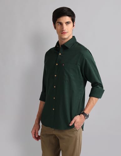 Image of Arvind Geometric Patterned Slim Fit Shirt