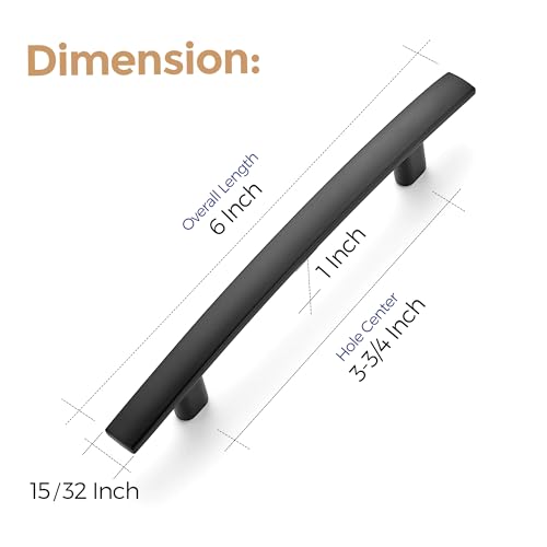 Image of Ravinte 30 Pack Cabinet Handles Matte Black Cabinet Pulls Kitchen Cabinet Handles,Curved Drawer Pulls in 6 Inch Length with 3.75 Inch Hole Center Arch Kitchen Cabinet Hardware