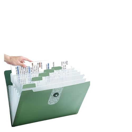 STDEV 12 Pocket Expandable File Folder Accordion Folder Hold 360 Sheet Paper Expanding Document Wallets for Office Home Storage, Field Green