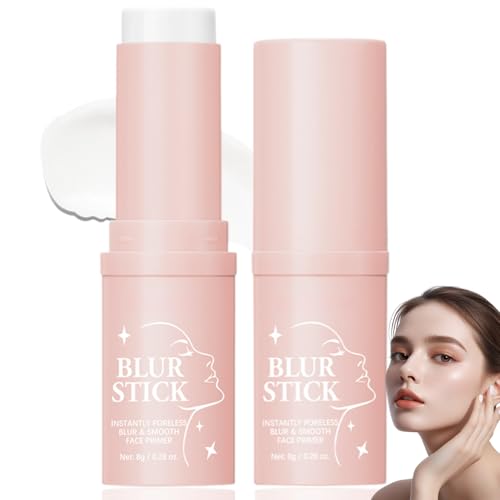 2PCS Pore Minimizer Primer Stick, Collagen Wand Stick & Blurring Pore Filler, Wrinkle Bounce Multi Balm,Invisible Pore Primer Makeup for Smooth Matte Finish,Long-Lasting Oil Control&Moisturizing Stick